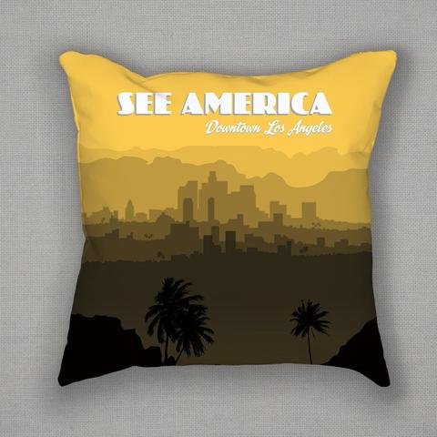 Downtown Los Angeles Pillow by Lana Limón for See America