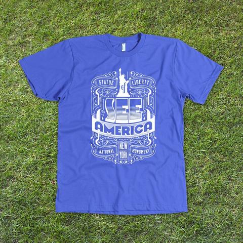 Statue of Liberty National Monument 2 T-Shirt by Roberlan Borges for See America - 1